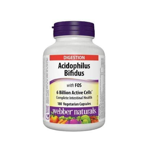 Webber Naturals Acidophilus Bifidus with FOS 6 Billion Active Cells 180 Veg Capsules