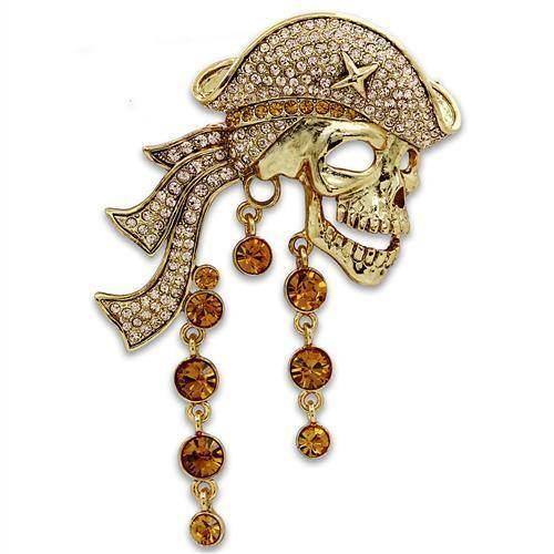 Women's Jewelry - Brooches Women's Brooches - LO2415 - Gold White Metal Brooches with Top Grade Crystal in Multi Color